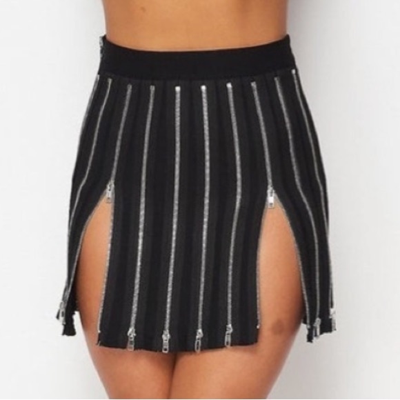 Unique Elastic Waist Skirt 16 Working Silver Zippers Worn At Yr Comfort Level - Picture 5 of 16